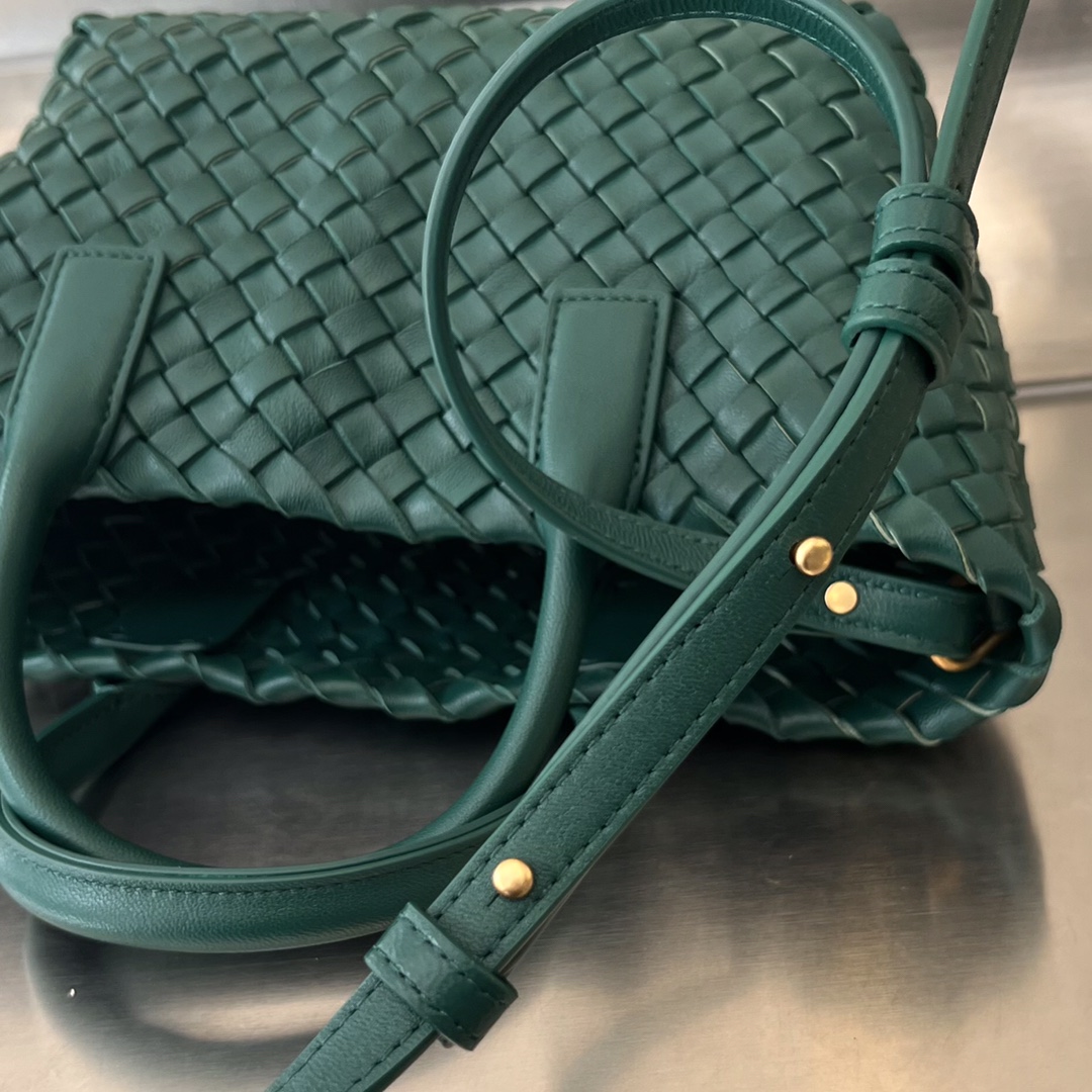 Mini Cabat Intreccio Leather Tote Emerald Green